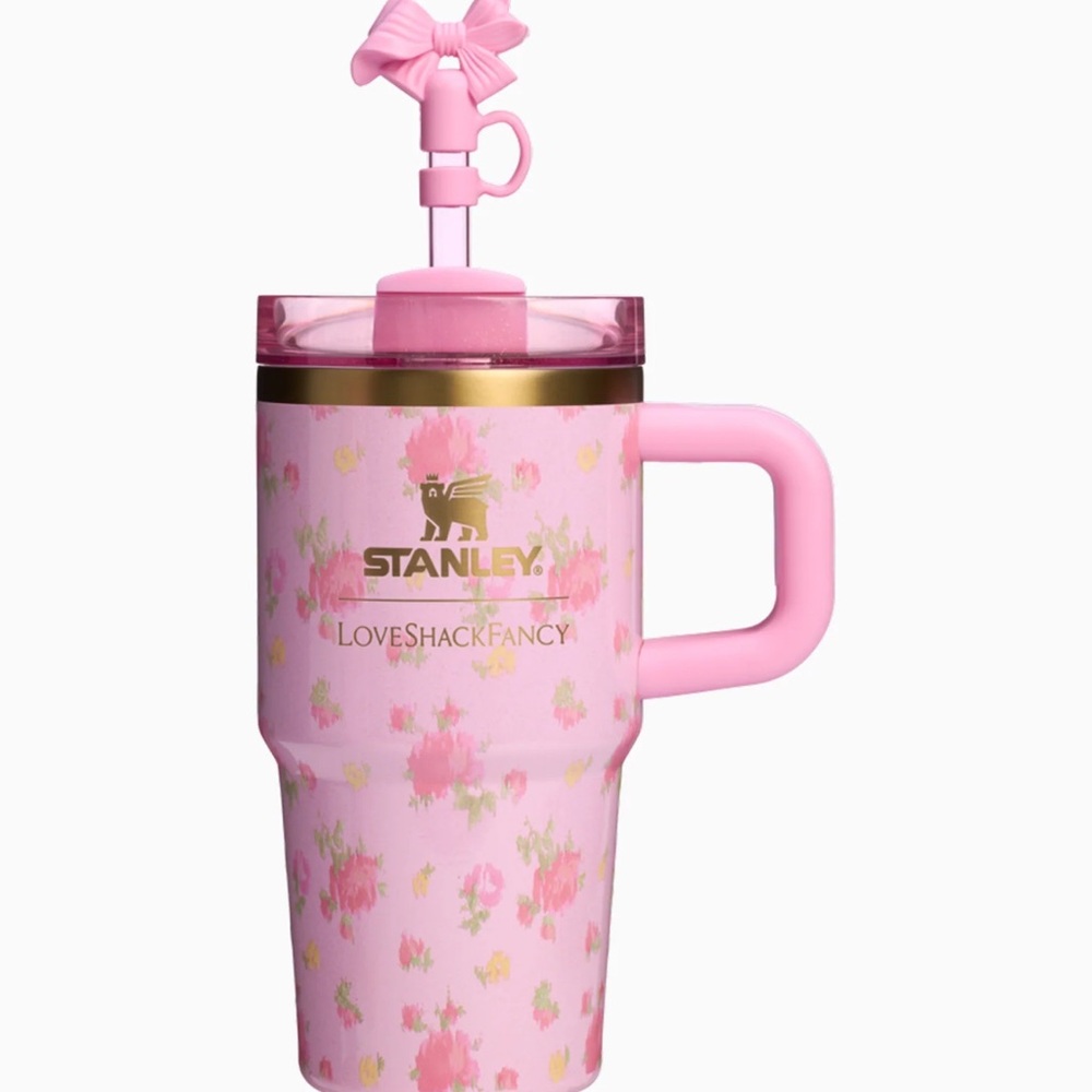 Stanley X LoveShackFancy Pink Floral Tumbler with Bow Straw Ibiza Sunset 20oz